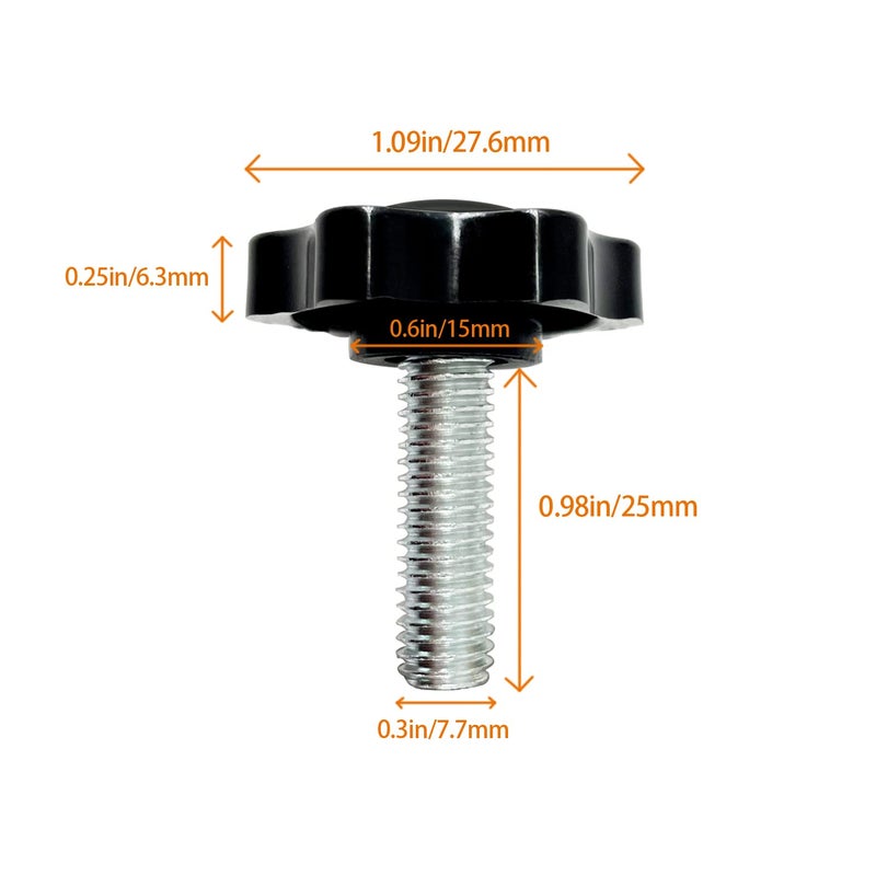 VANROUG 4 PCS M8 x 25mm Star Hand Knob Tightening Screw Thread Replacement Hand Tightening Knob Quick Removal Replacement Parts for Umbrella Base,Patio Umbrella Holder Replacement knob - Image 2